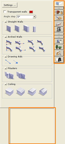 The component area on the left hand side of the program window