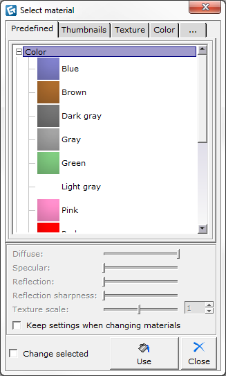 The Select Material dialog box