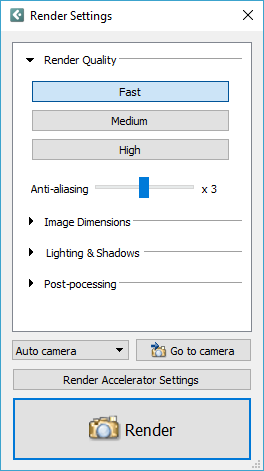 Prepare for rendering in the Render Settings dialog